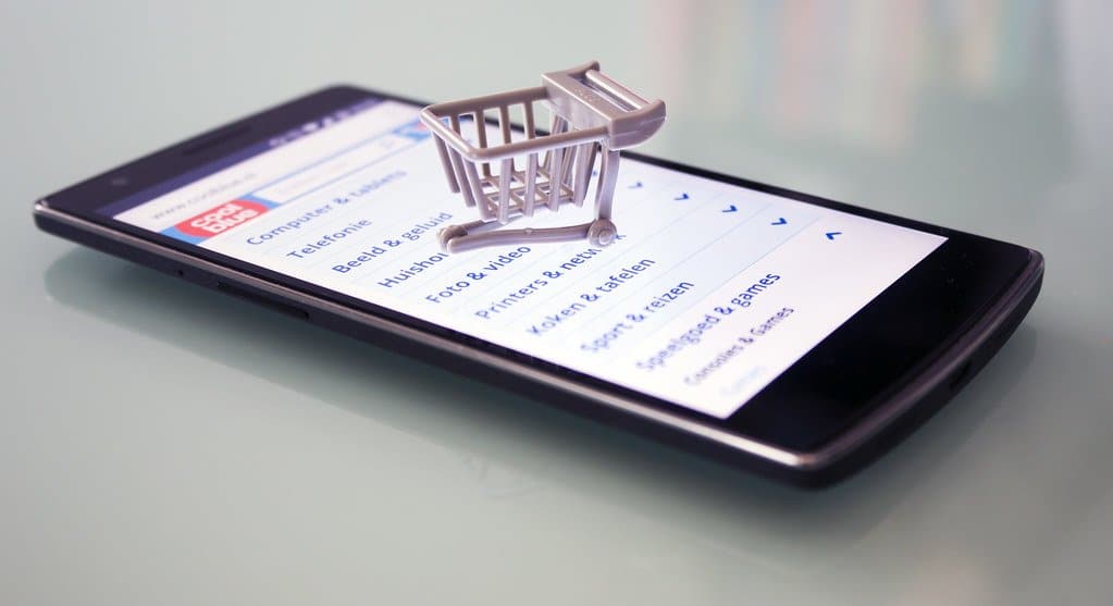 Laptop con carrito de compra online